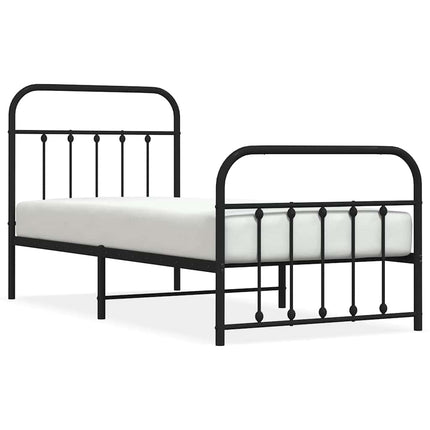 sengeramme med sengegavl og fodgærde 90x190 cm metal sort