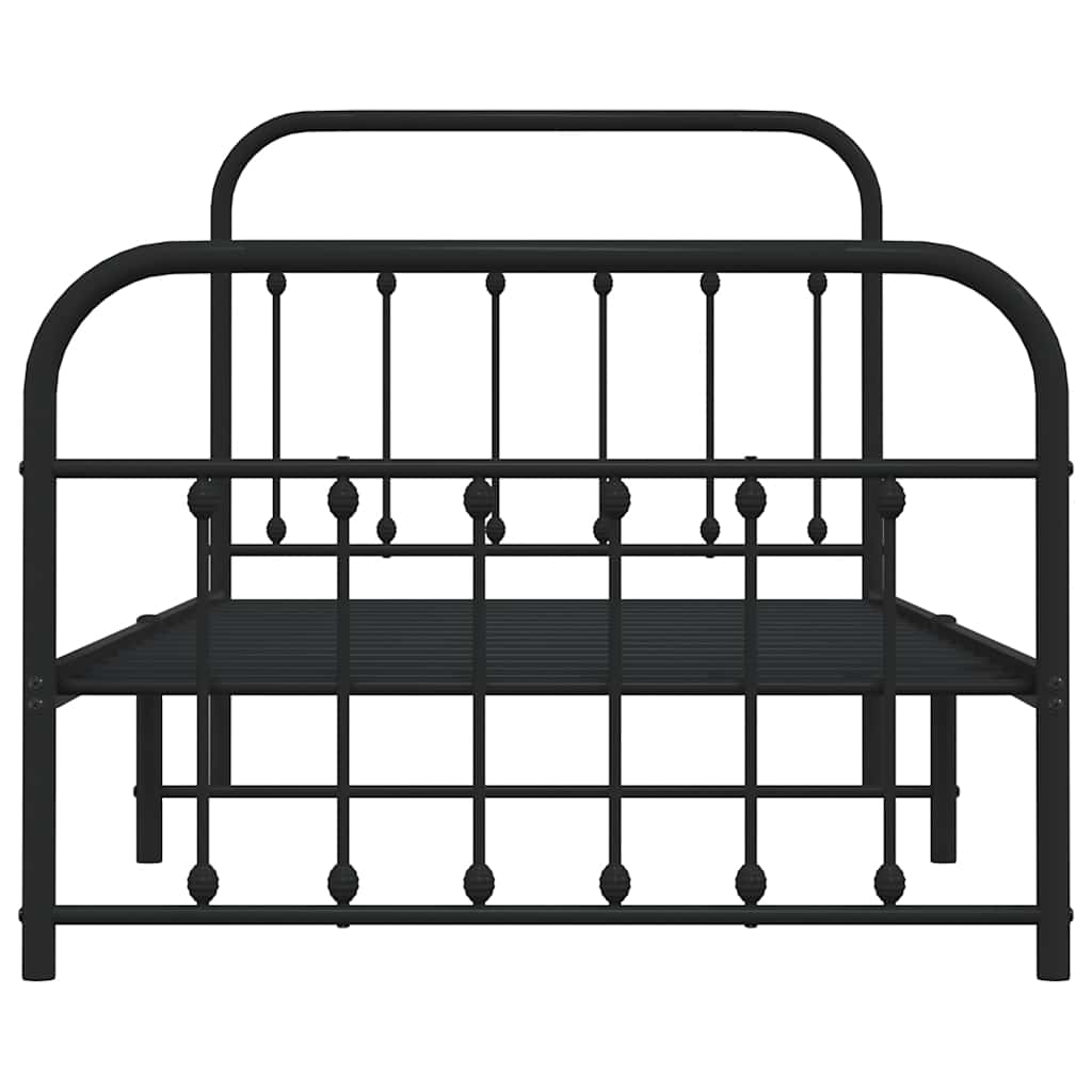 sengeramme med sengegavl og fodgærde 100x190 cm metal sort