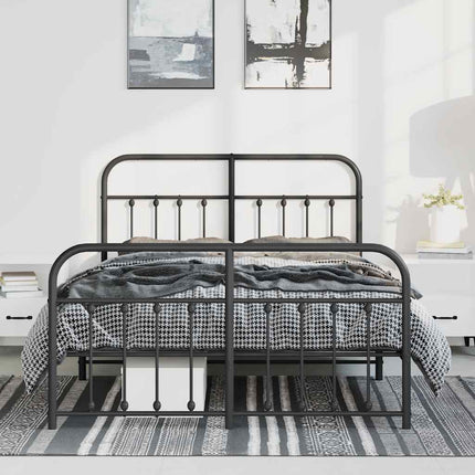 sengeramme med sengegavl og fodgærde 150x200 cm metal sort