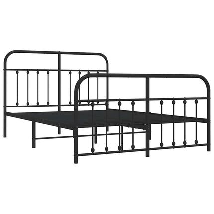 sengeramme med sengegavl og fodgærde 150x200 cm metal sort