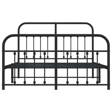 sengeramme med sengegavl og fodgærde 150x200 cm metal sort