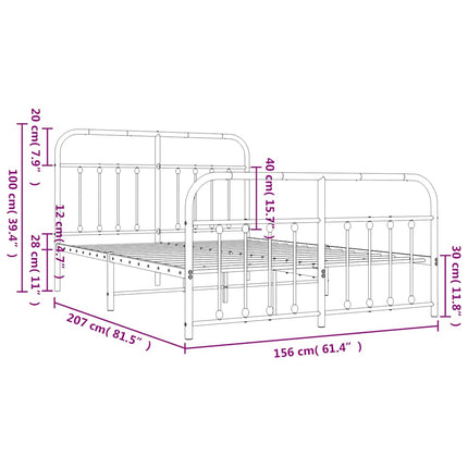sengeramme med sengegavl og fodgærde 150x200 cm metal sort