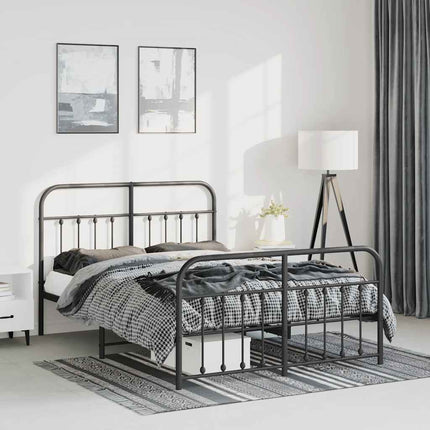 sengeramme med sengegavl og fodgærde 150x200 cm metal sort