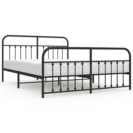 sengeramme med sengegavl og fodgærde 183x213 cm metal sort