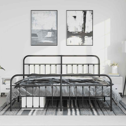 sengeramme med sengegavl og fodgærde 183x213 cm metal sort