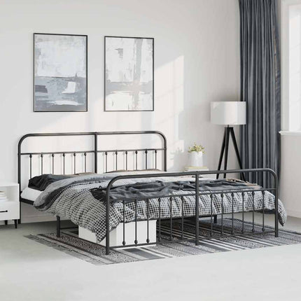 sengeramme med sengegavl og fodgærde 183x213 cm metal sort