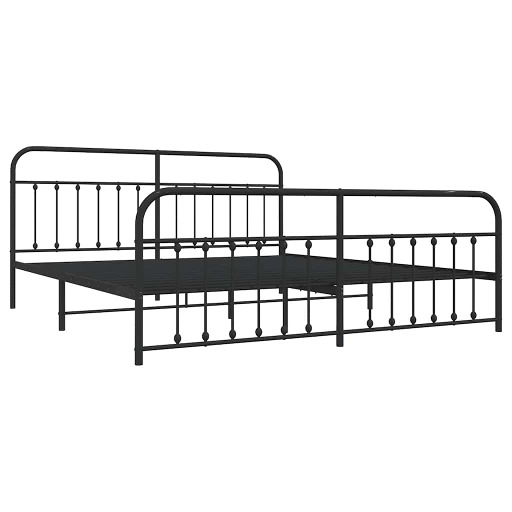 sengeramme med sengegavl og fodgærde 193x203 cm metal sort