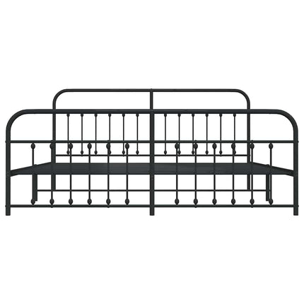 sengeramme med sengegavl og fodgærde 193x203 cm metal sort