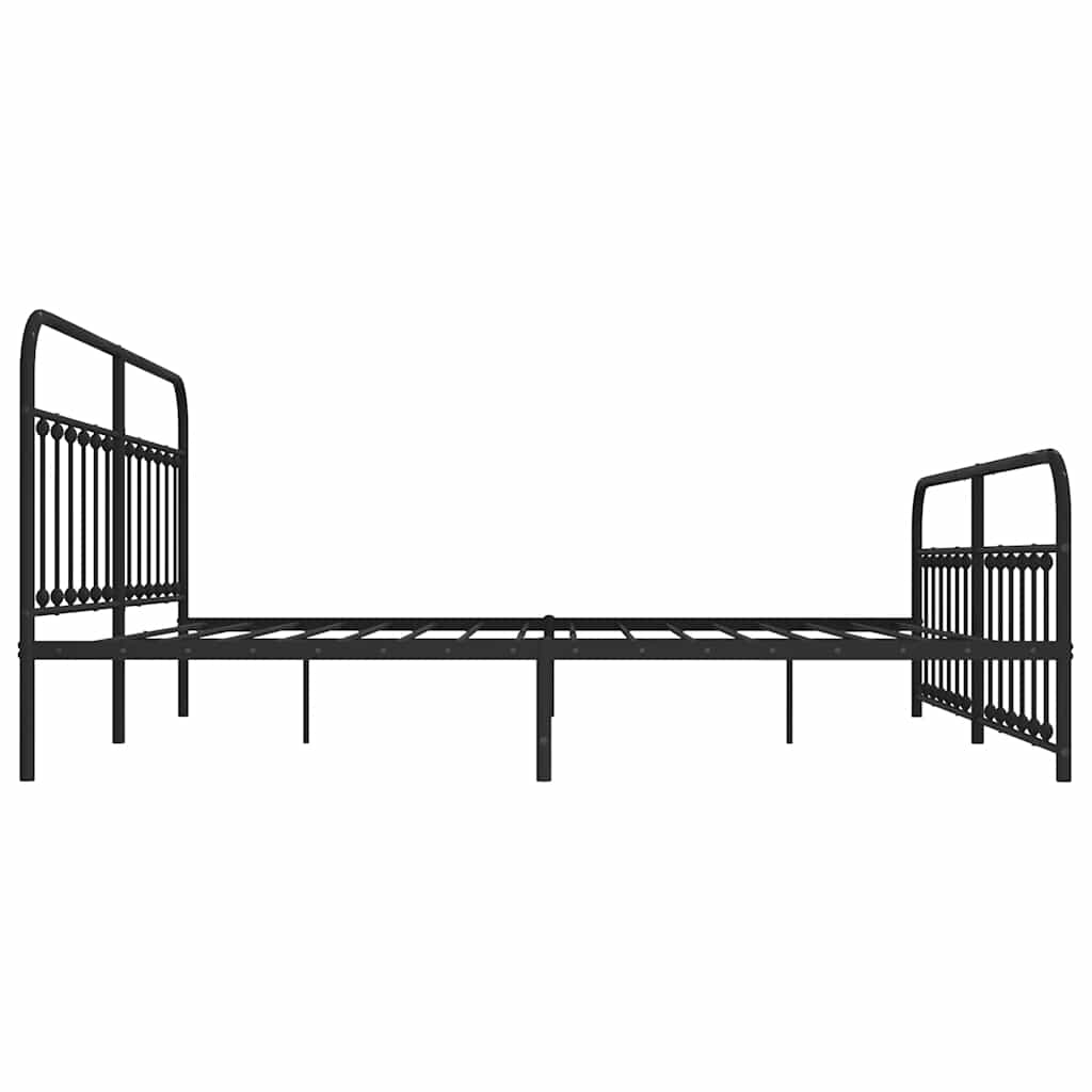 sengeramme med sengegavl og fodgærde 193x203 cm metal sort