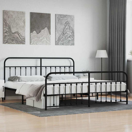sengeramme med sengegavl og fodgærde 200x200 cm metal sort