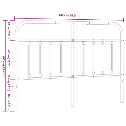 udskiftningsgavl 140 cm metal sort