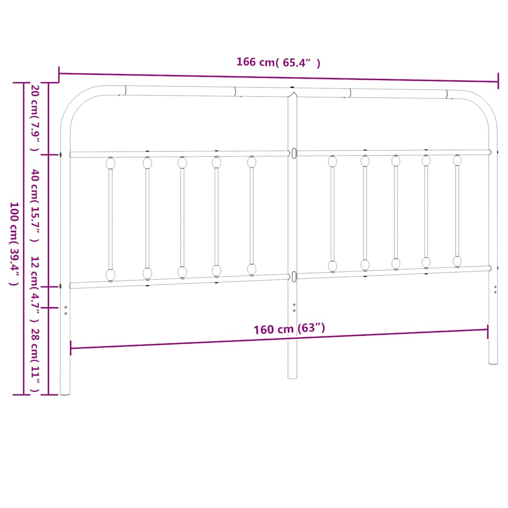 udskiftningsgavl 160 cm metal sort