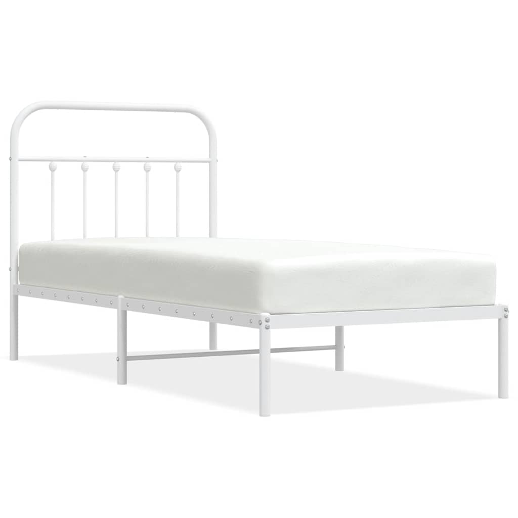 sengeramme med sengegavl 90x200 cm metal hvid