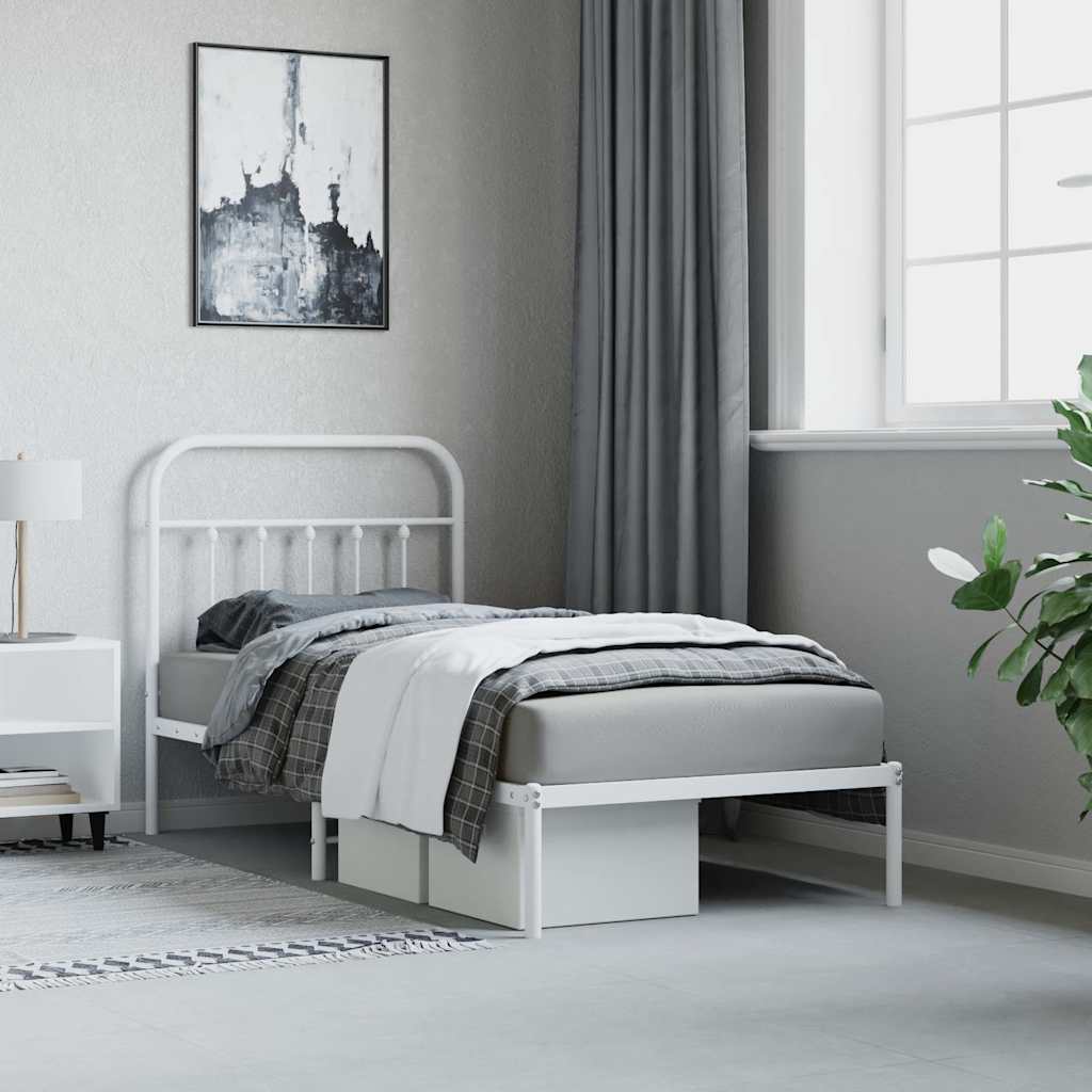 sengeramme med sengegavl 90x200 cm metal hvid