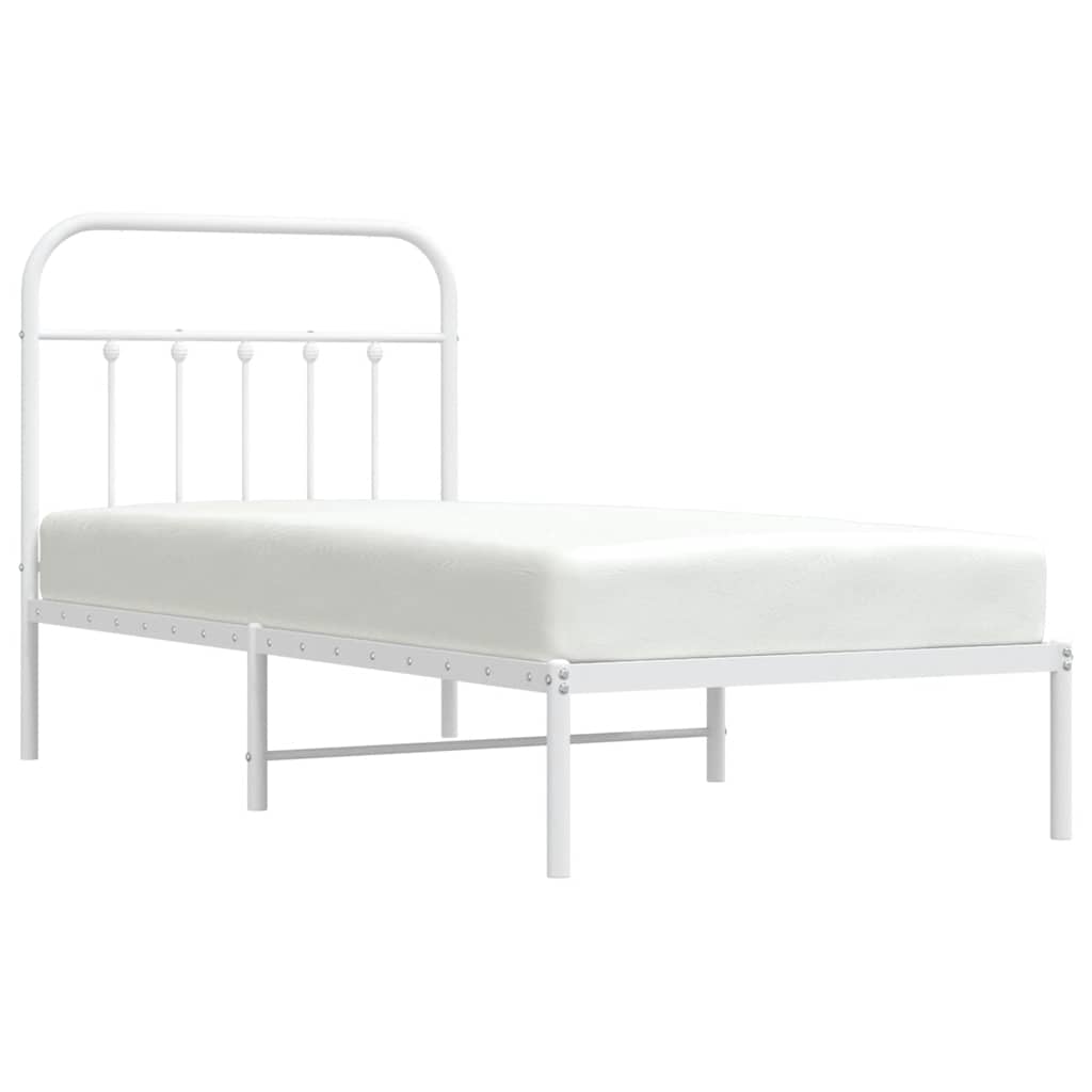 sengeramme med sengegavl 90x200 cm metal hvid