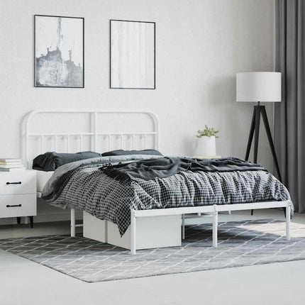 sengeramme med sengegavl 140x200 cm metal hvid
