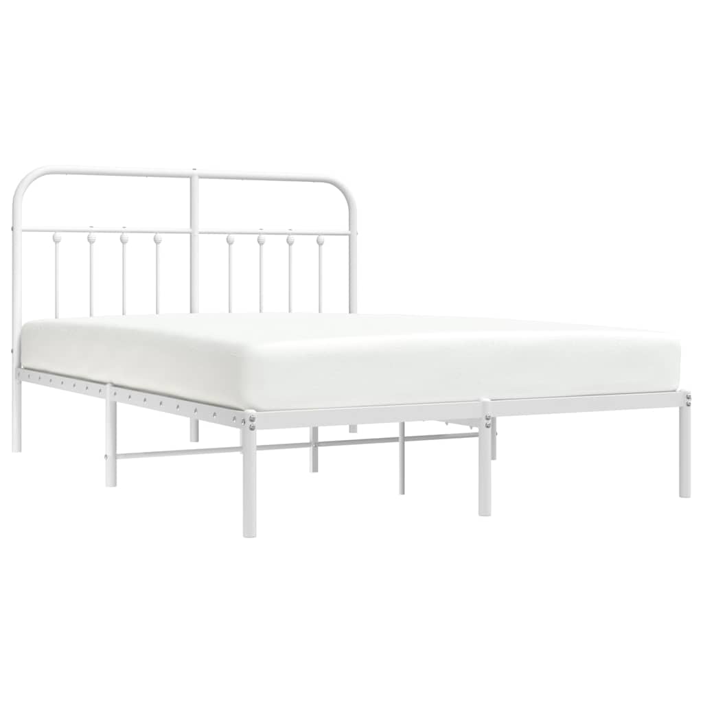 sengeramme med sengegavl 150x200 cm metal hvid