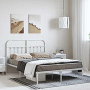 sengeramme med sengegavl 150x200 cm metal hvid