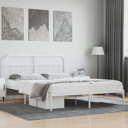 sengeramme med sengegavl 180x200 cm metal hvid
