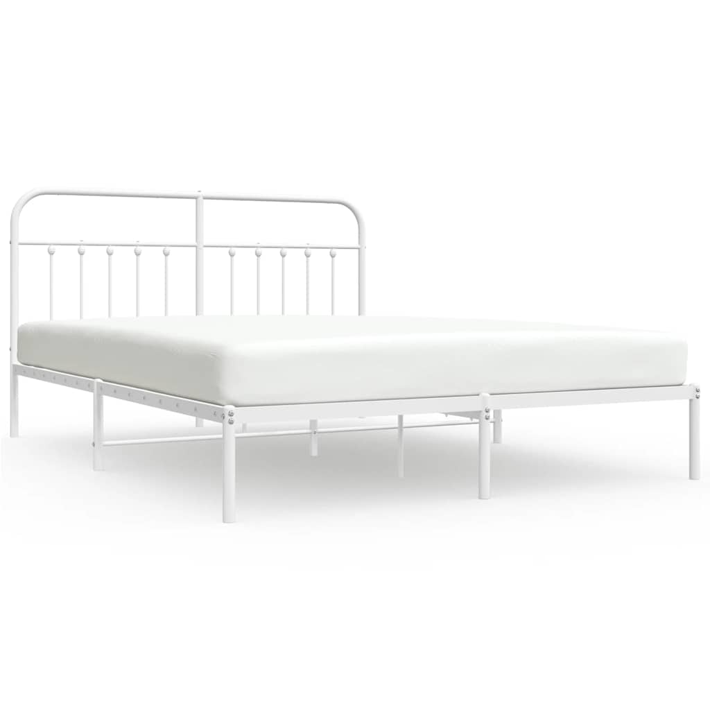 sengeramme med sengegavl 183x213 cm metal hvid