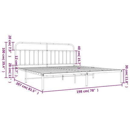 sengeramme med sengegavl 193x203 cm metal hvid