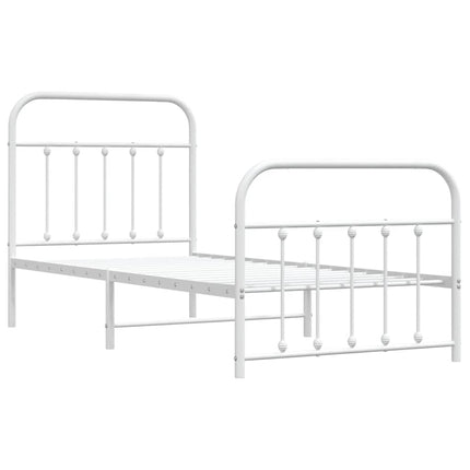 sengeramme med sengegavl og fodgærde 90x190 cm metal hvid