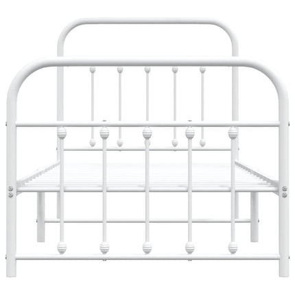 sengeramme med sengegavl og fodgærde 90x190 cm metal hvid