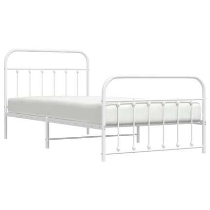 sengeramme med sengegavl og fodgærde 100x200 cm metal hvid