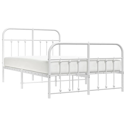 sengeramme med sengegavl og fodgærde 120x190 cm metal hvid