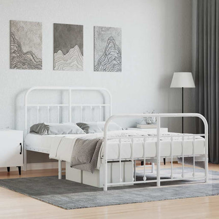sengeramme med sengegavl og fodgærde 120x200 cm metal hvid