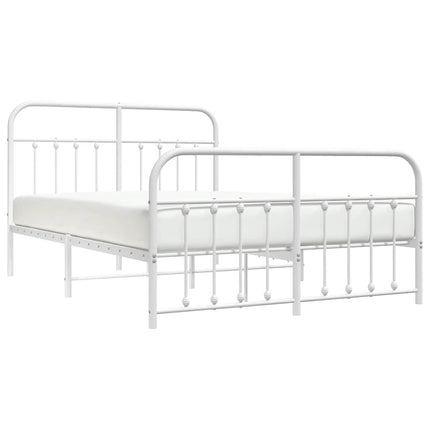 sengeramme med sengegavl og fodgærde 135x190 cm metal hvid