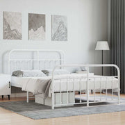 sengeramme med sengegavl og fodgærde 140x190 cm metal hvid