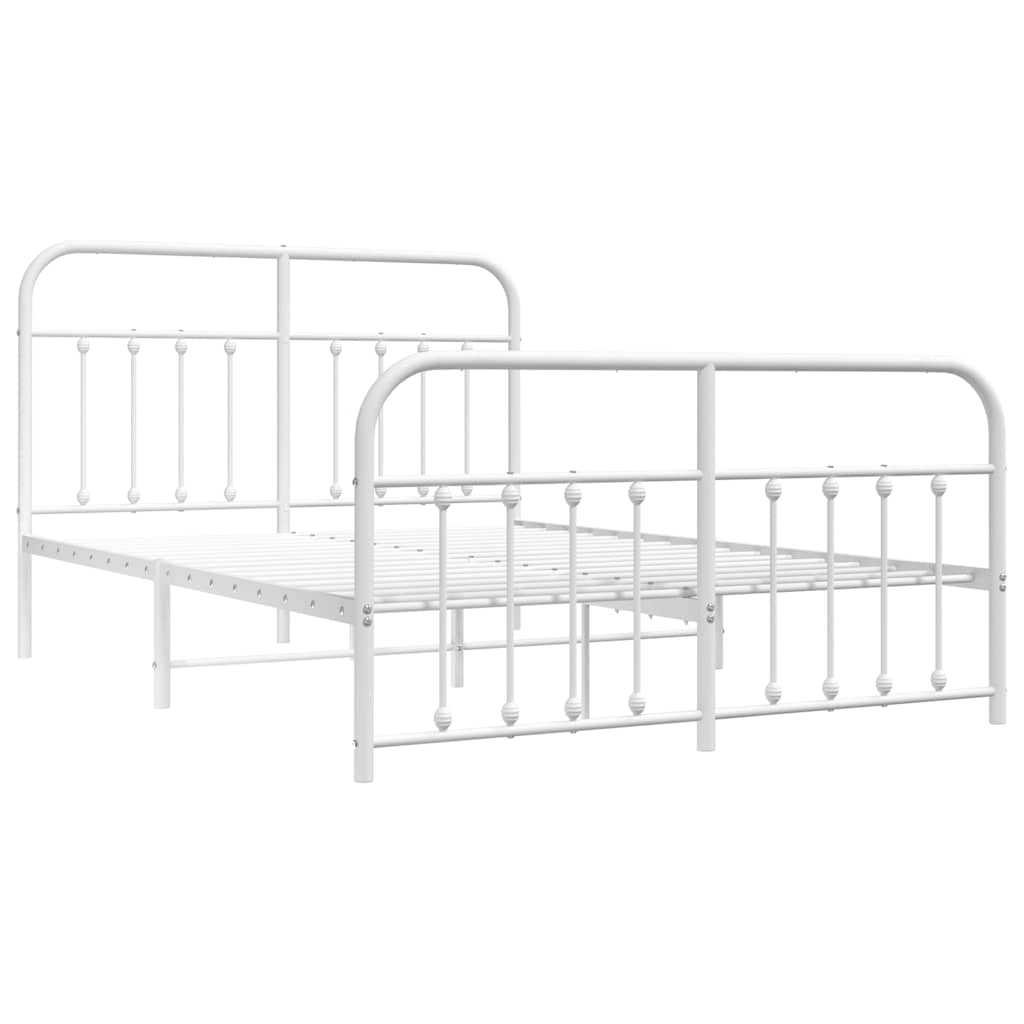 sengeramme med sengegavl og fodgærde 150x200 cm metal hvid