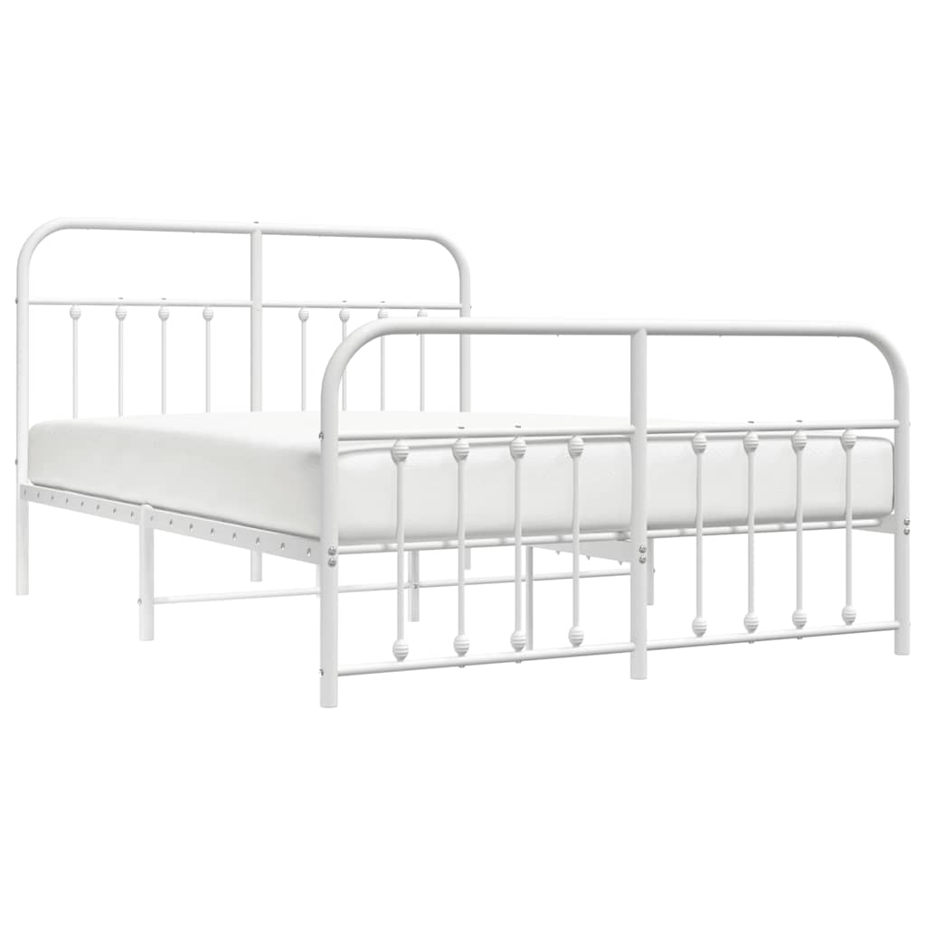 sengeramme med sengegavl og fodgærde 150x200 cm metal hvid