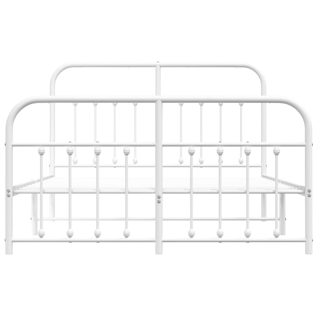 sengeramme med sengegavl og fodgærde 150x200 cm metal hvid