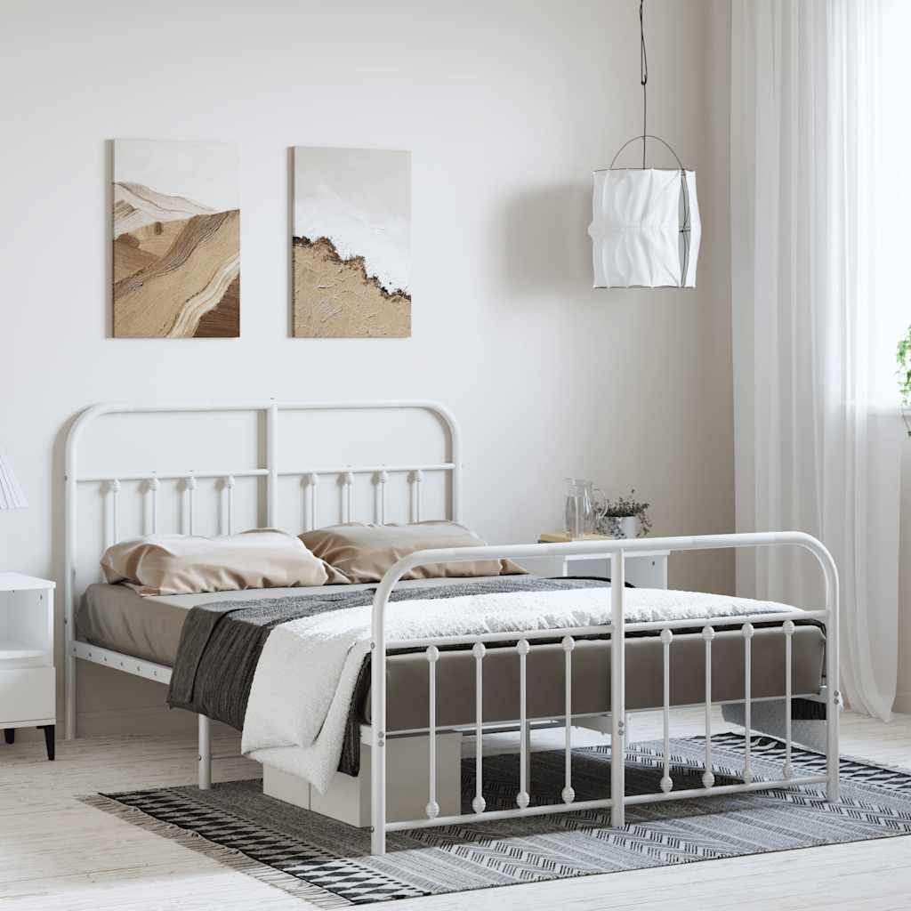 sengeramme med sengegavl og fodgærde 150x200 cm metal hvid