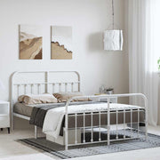sengeramme med sengegavl og fodgærde 150x200 cm metal hvid