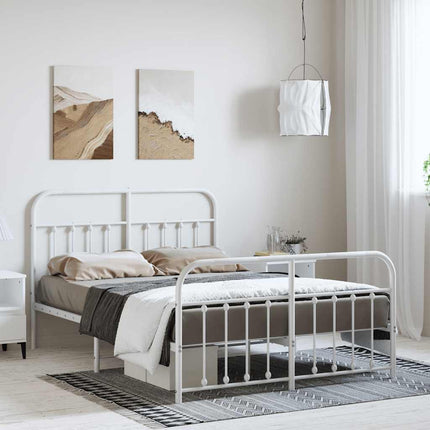 sengeramme med sengegavl og fodgærde 150x200 cm metal hvid