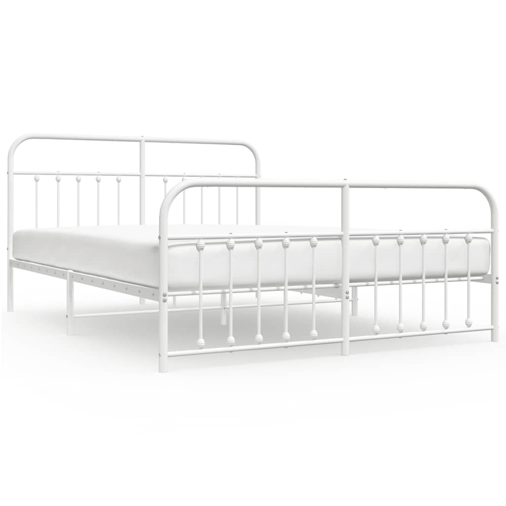 sengeramme med sengegavl og fodgærde 160x200 cm metal hvid