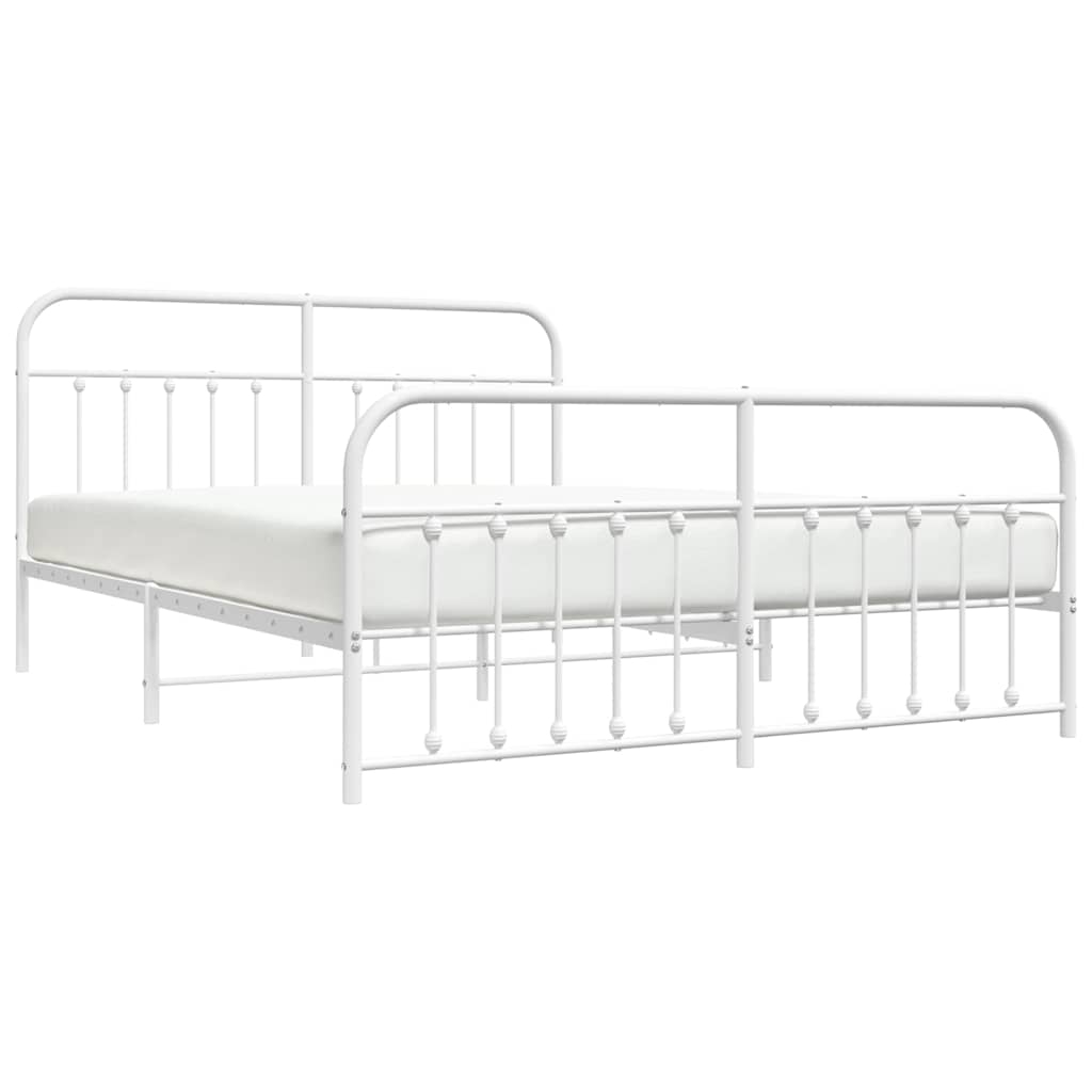 sengeramme med sengegavl og fodgærde 160x200 cm metal hvid