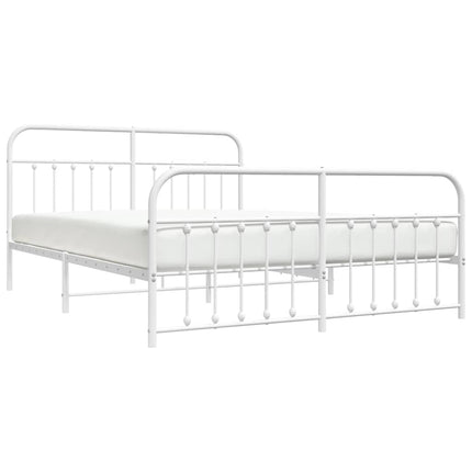 sengeramme med sengegavl og fodgærde 160x200 cm metal hvid