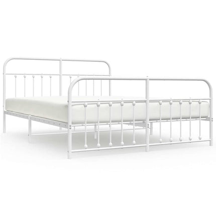 sengeramme med sengegavl og fodgærde 183x213 cm metal hvid