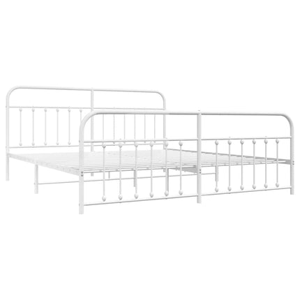 sengeramme med sengegavl og fodgærde 193x203 cm metal hvid