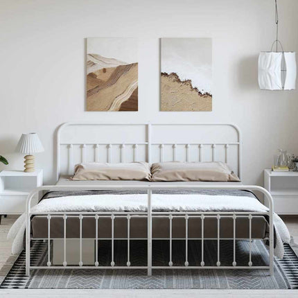 sengeramme med sengegavl og fodgærde 193x203 cm metal hvid