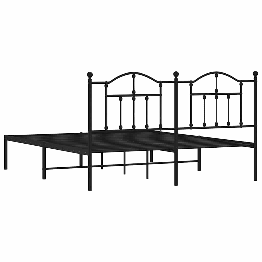 sengeramme med sengegavl 160x200 cm metal sort