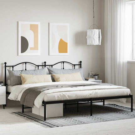 sengeramme med sengegavl 200x200 cm metal sort