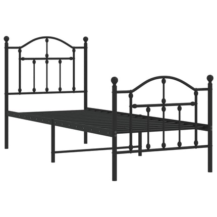 sengeramme med sengegavl og fodgærde 75x190 cm metal sort