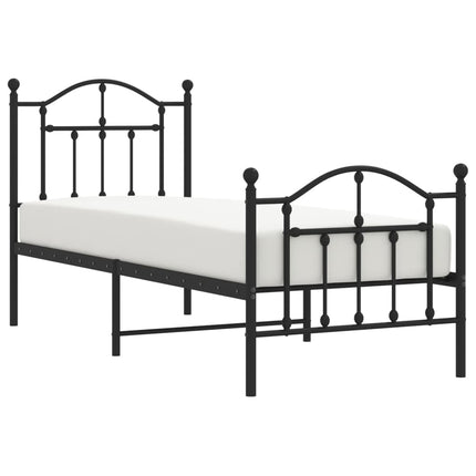 sengeramme med sengegavl og fodgærde 75x190 cm metal sort