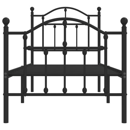 sengeramme med sengegavl og fodgærde 75x190 cm metal sort
