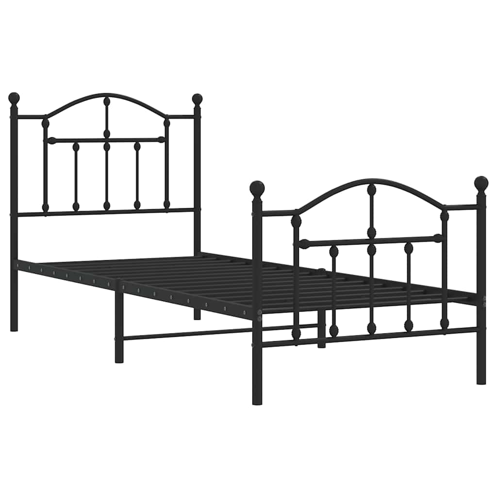sengeramme med sengegavl og fodgærde 90x190 cm metal sort